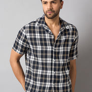 Navy Blue Checked Shirt