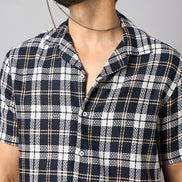 Navy Blue Checked Shirt