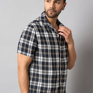 Navy Blue Checked Shirt