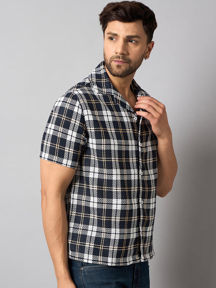 Navy Blue Checked Shirt