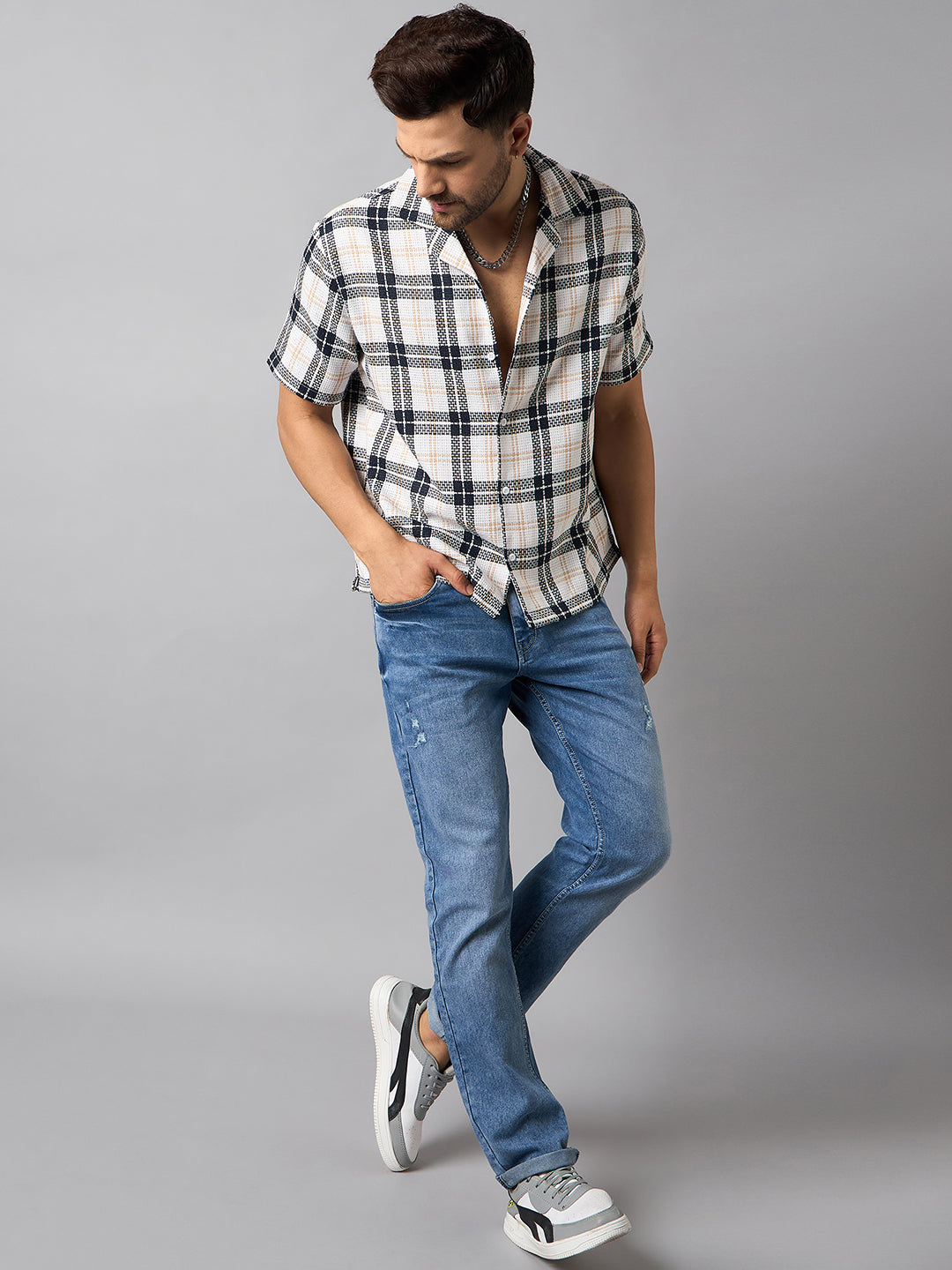 White Checked Shirt
