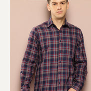 Navy Blue Checked Shirt