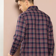 Navy Blue Checked Shirt
