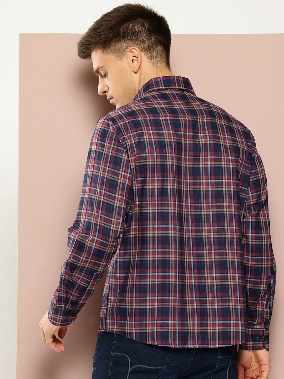 Navy Blue Checked Shirt