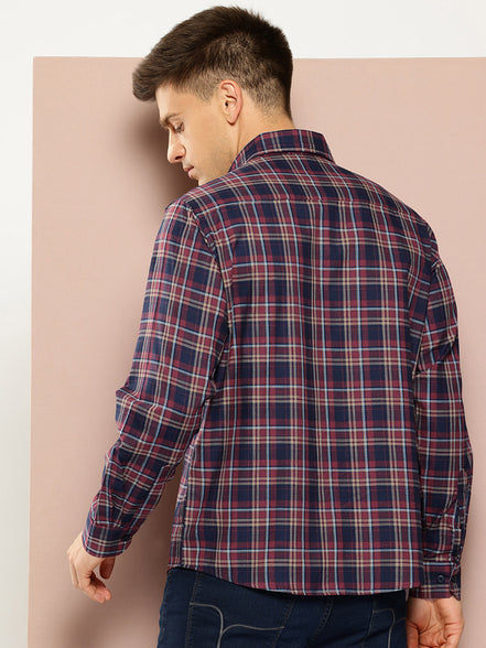 Navy Blue Checked Shirt