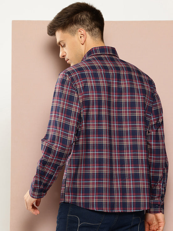 Navy Blue Checked Shirt