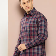 Navy Blue Checked Shirt