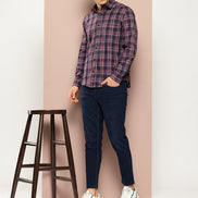 Navy Blue Checked Shirt