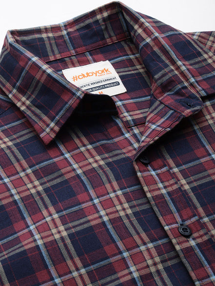 Navy Blue Checked Shirt