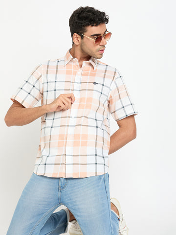 Peach Checked Shirt