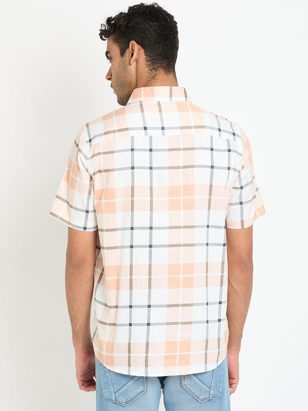 Peach Checked Shirt