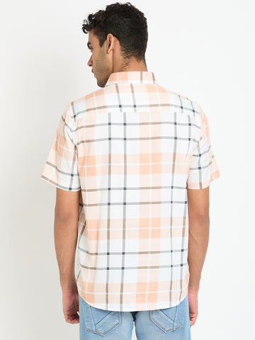 Peach Checked Shirt