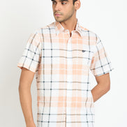 Peach Checked Shirt