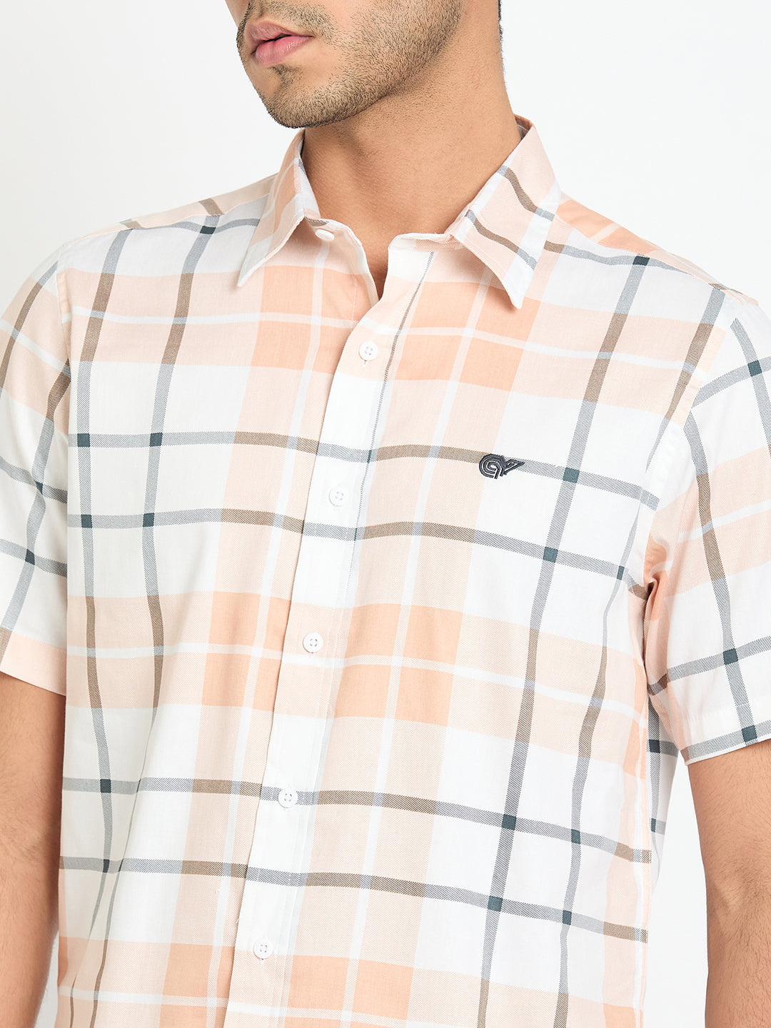 Peach Checked Shirt