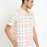 Peach Checked Shirt