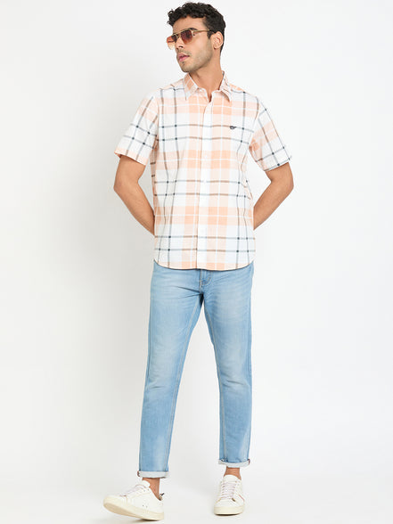 Peach Checked Shirt