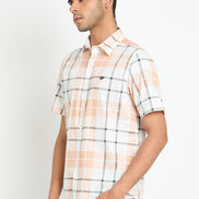 Peach Checked Shirt
