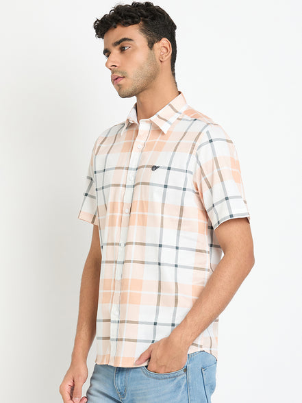 Peach Checked Shirt