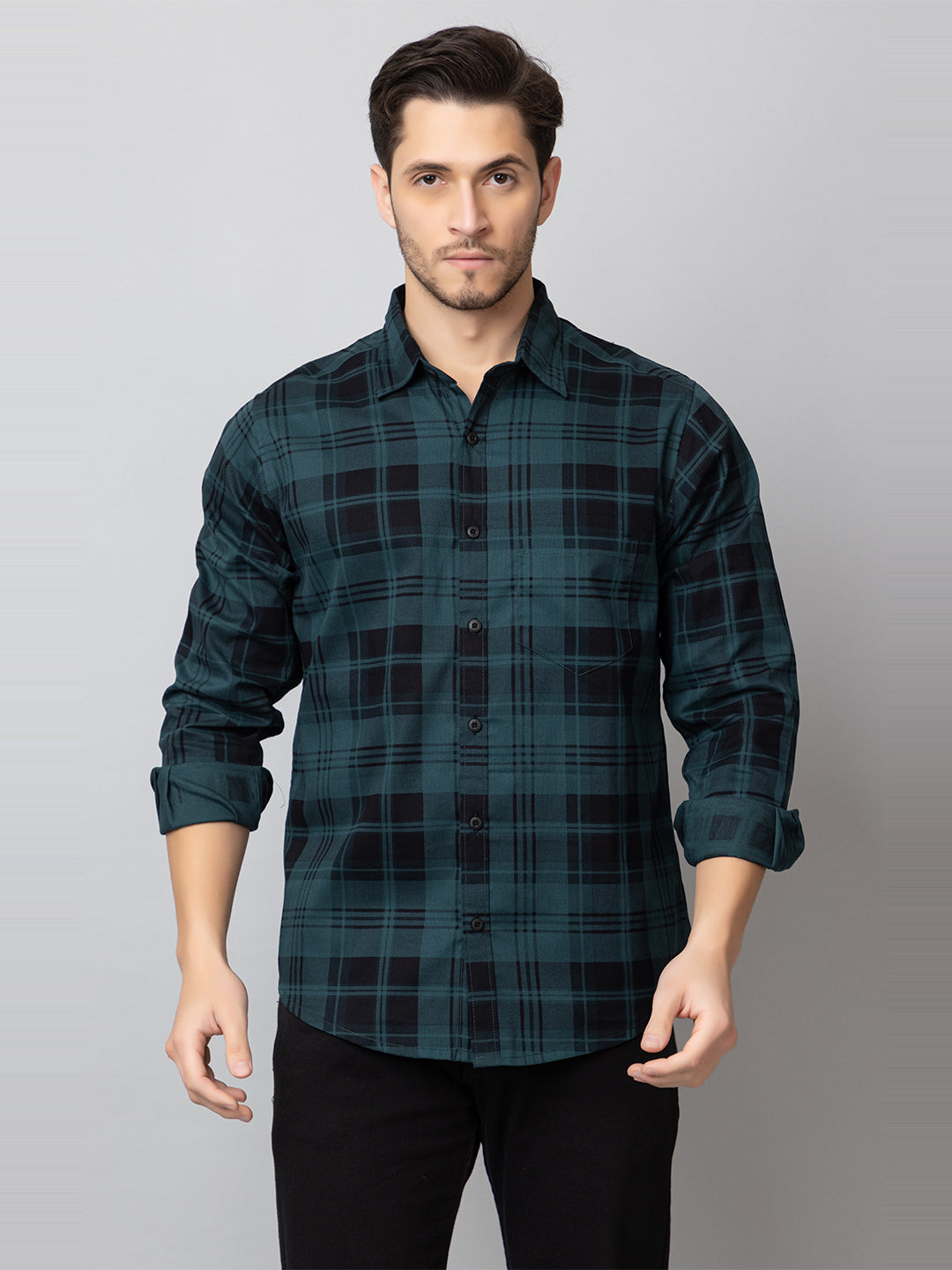Blue Checked Collared Shirt