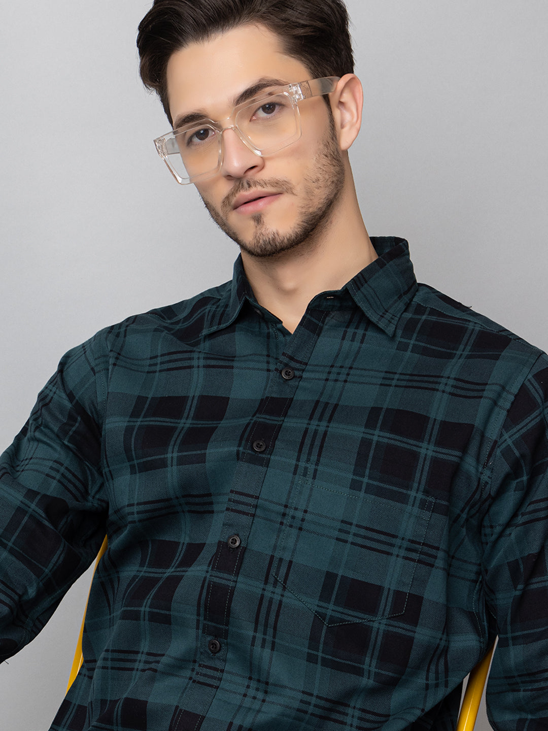 Blue Checked Collared Shirt
