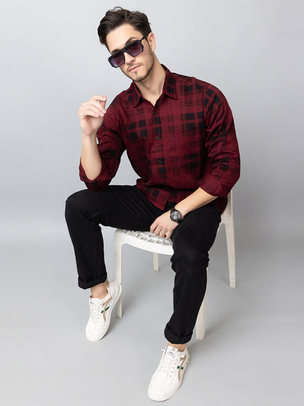 Maroon Checked Collared Shirt