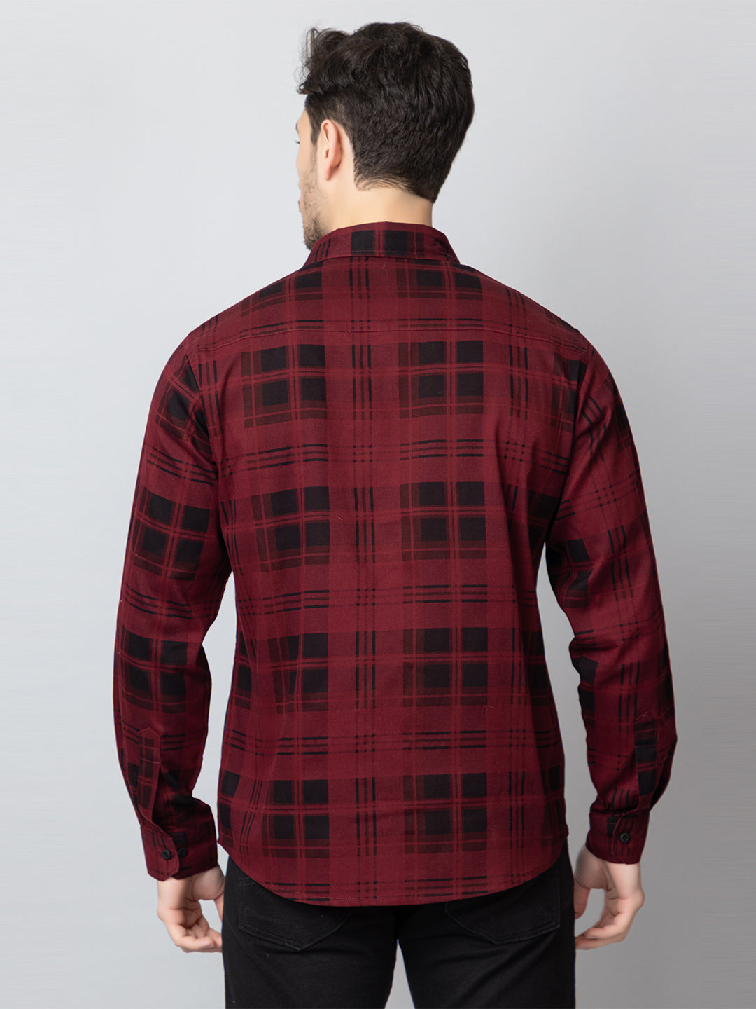Maroon Checked Collared Shirt