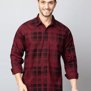 Maroon Checked Collared Shirt