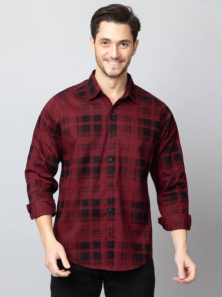 Maroon Checked Collared Shirt