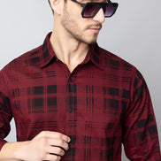 Maroon Checked Collared Shirt
