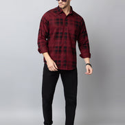 Maroon Checked Collared Shirt