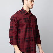 Maroon Checked Collared Shirt