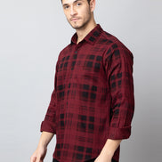 Maroon Checked Collared Shirt