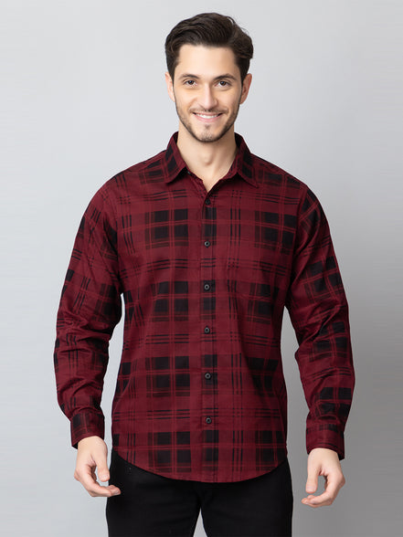 Maroon Checked Collared Shirt