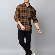 Khaki Checked Collared Shirt