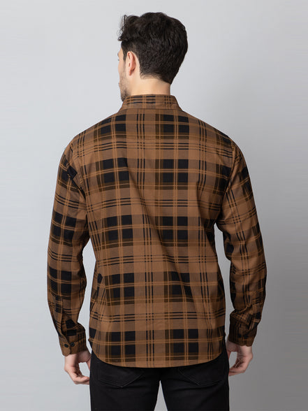 Khaki Checked Collared Shirt
