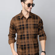 Khaki Checked Collared Shirt