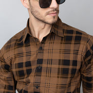 Khaki Checked Collared Shirt