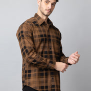 Khaki Checked Collared Shirt