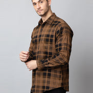 Khaki Checked Collared Shirt