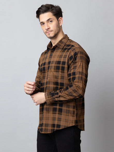 Khaki Checked Collared Shirt