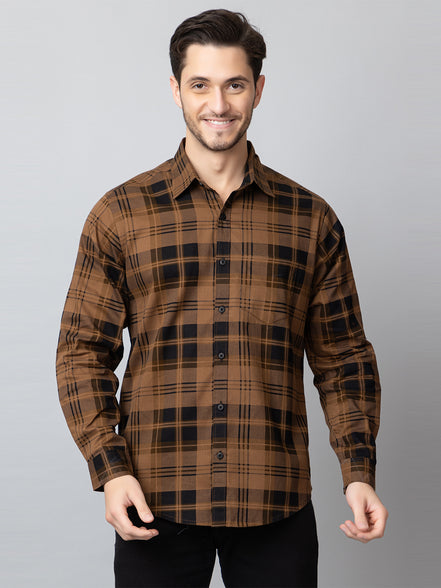 Khaki Checked Collared Shirt