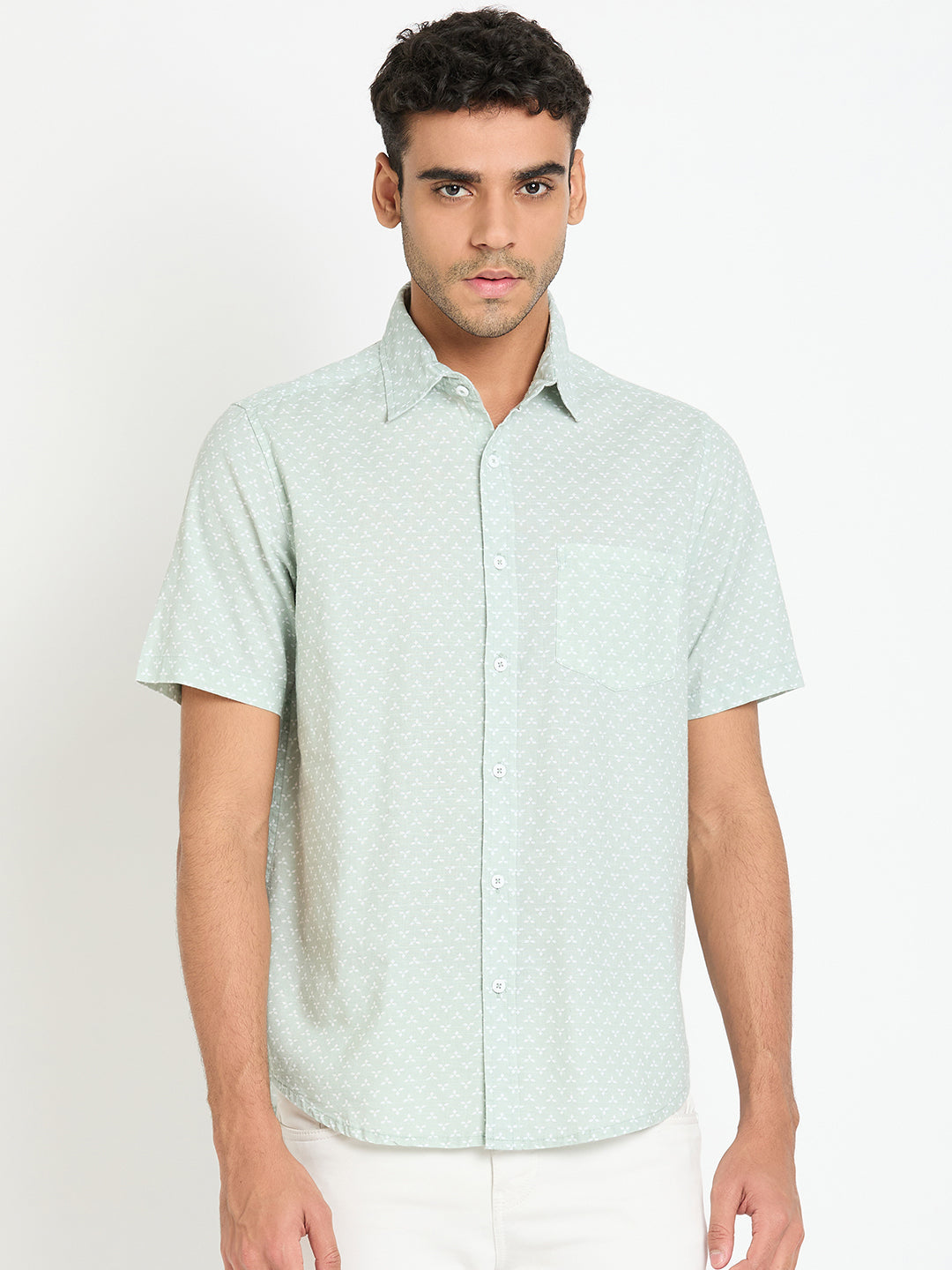 Light Green Printed Shirt
