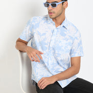 Light Blue Floral Print Shirt