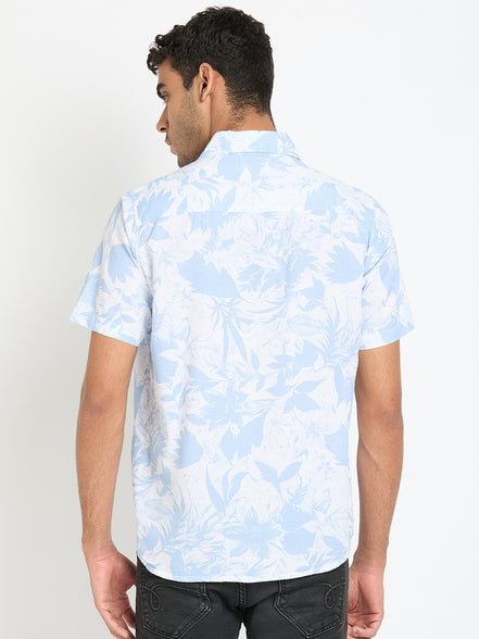 Light Blue Floral Print Shirt