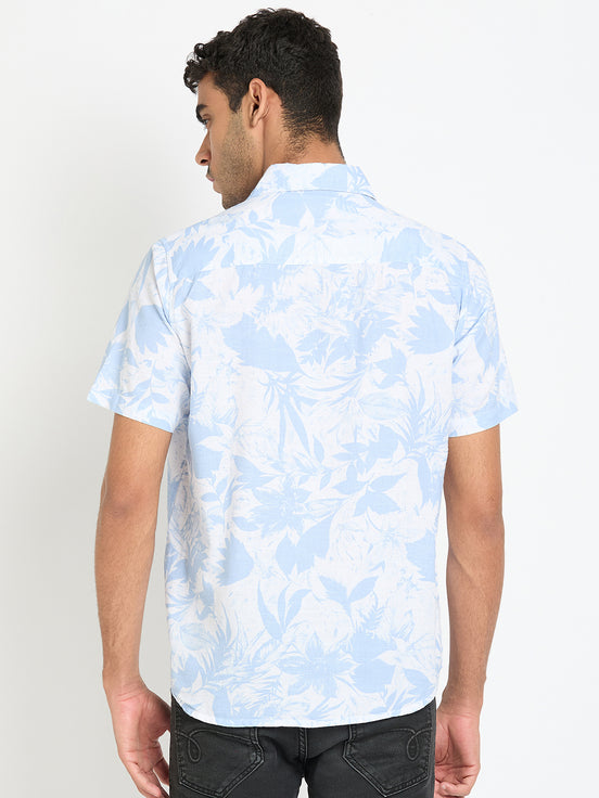 Light Blue Floral Print Shirt