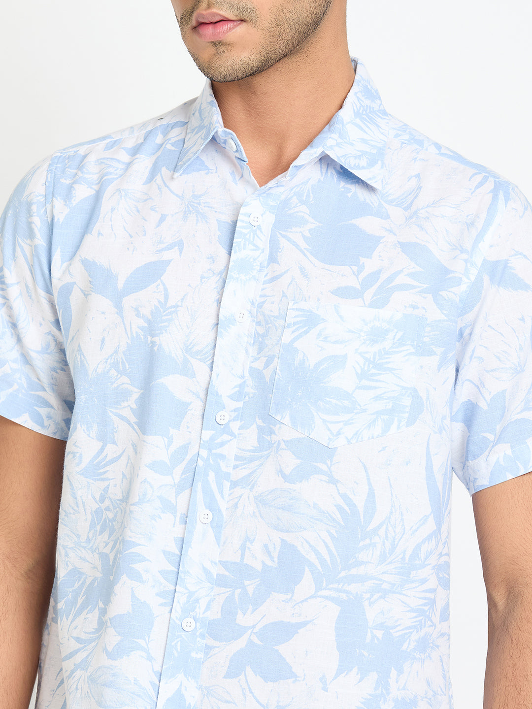 Light Blue Floral Print Shirt