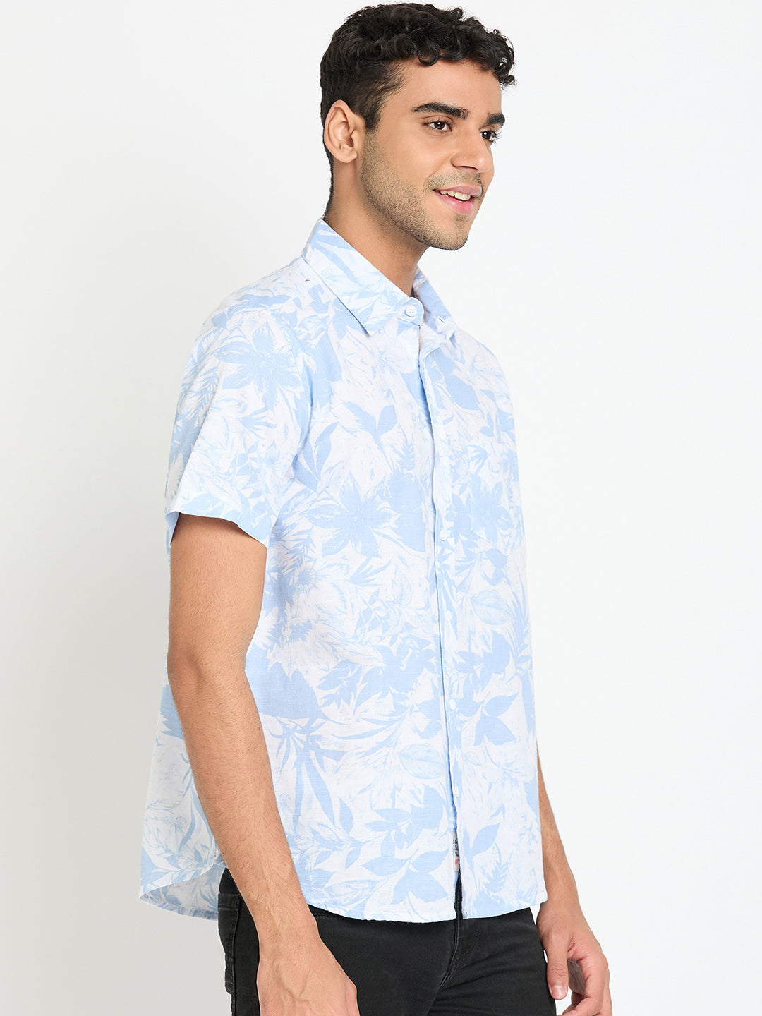 Light Blue Floral Print Shirt