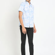 Light Blue Floral Print Shirt