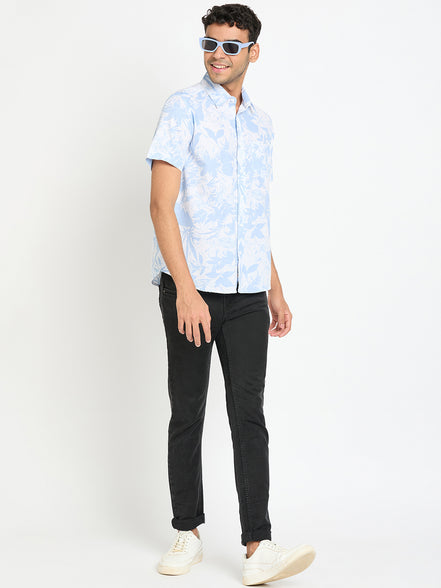 Light Blue Floral Print Shirt