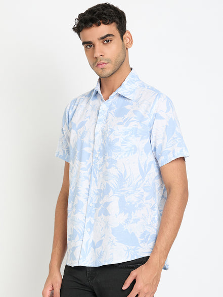 Light Blue Floral Print Shirt